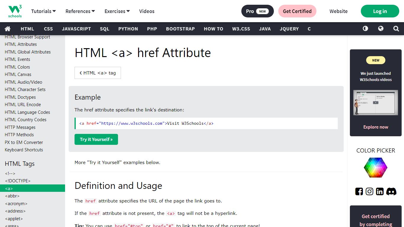 HTML a href Attribute - W3Schools